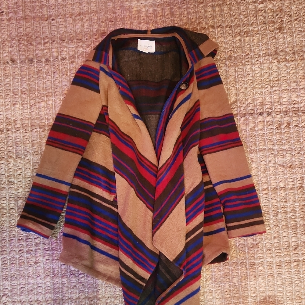 Brown and Red Striped Unique XS Jacket with Eye-Catching Chevron Design